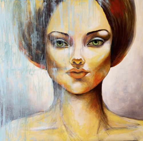 Žena za modrým hávem 100x100