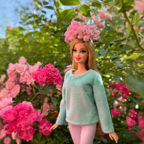 Plyšová mikina pro Barbie - mint