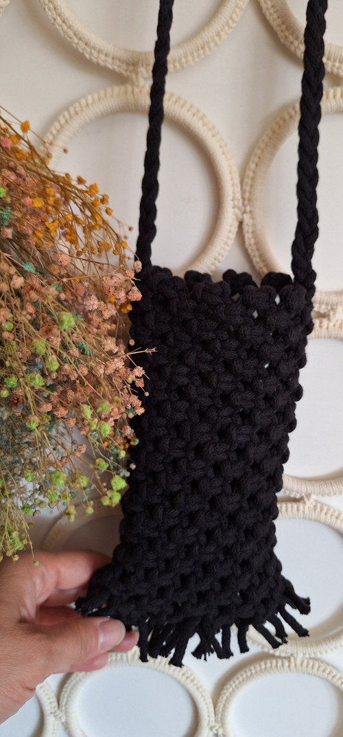 Boho kabelka na mobil Black Minimal