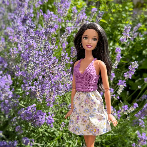Suknička pro Barbie - kytičková s volánkem