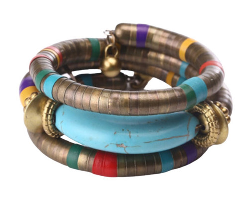 1ks Antique Cooper Turquoise Mixed Colors