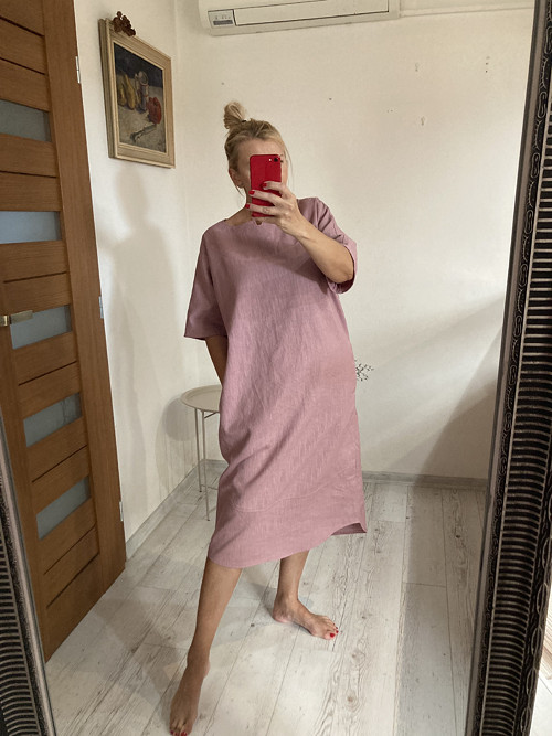 Ľanové Šaty/Tunika s Vreckami / MAUVE/