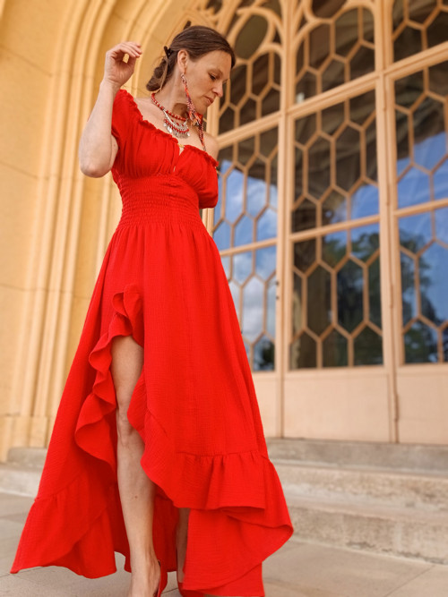Sexy Šaty Červene Letní — foto 1