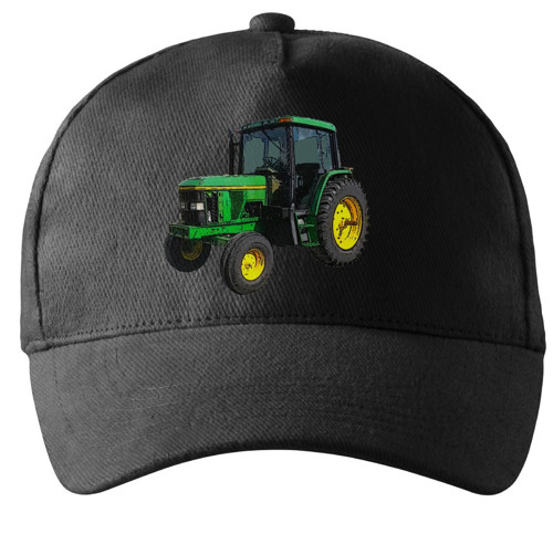 Kšiltovka s traktorem John Deere 6400 černá