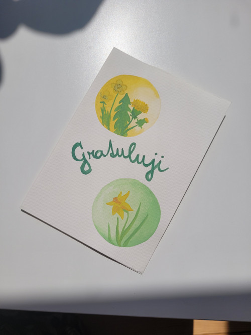 Přání: Žlutá louka - Gratuluji