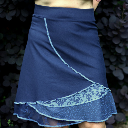 "Patchworková" sukně tmavě modrá, vel. XL-XXL — foto 1