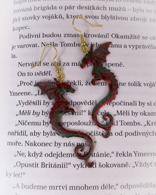 Náušnice Draci červeno zelení
