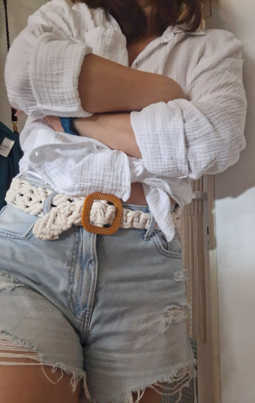 Boho macramé opasek/pásek s ozdobnou sponou
