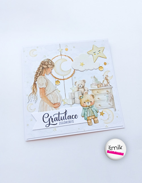 Gratulace k otěhotnění s maminkou "Hello Baby"