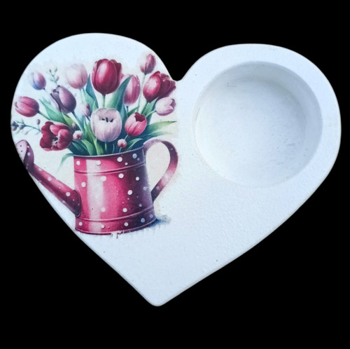 Svícen na čajovou svíčku konev s tulipány