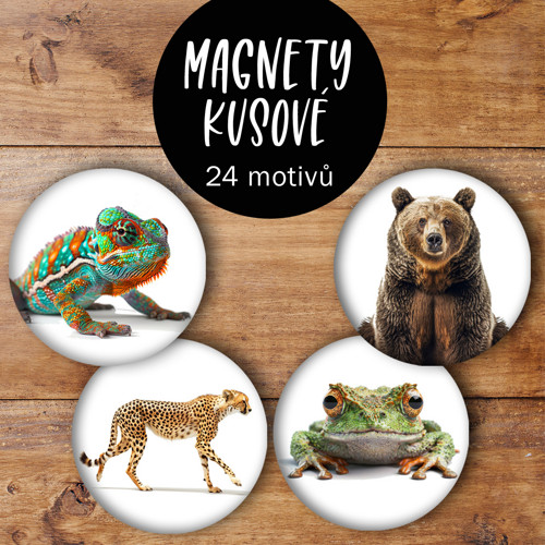 Magnet ZVÍŘATA 1ks/5,6cm: motiv na přání