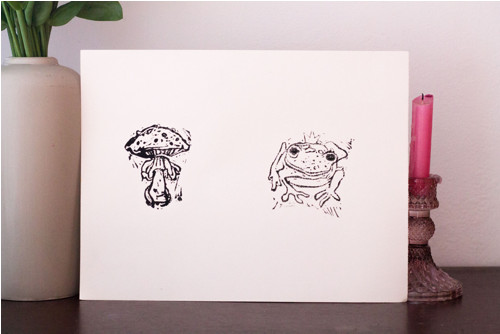 Muchomůrka a žába - autorská grafika