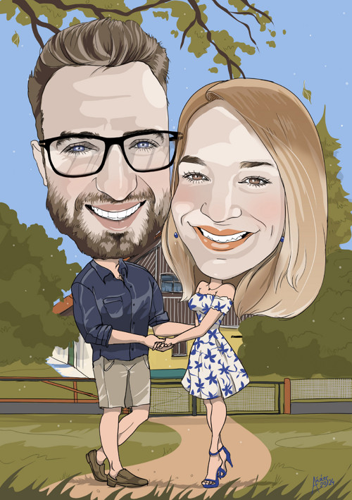 Karikatura, portrét / 2 osoby barevně - digitálně