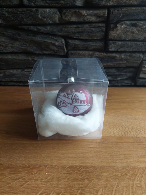 Malovaná skleněná koulička - Pod sněhem