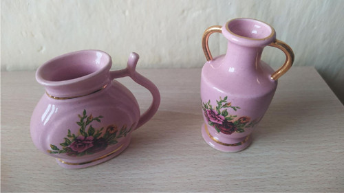 Růžový porcelán sada 2 ks