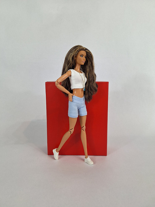 Světlemodré natahovací šortky pro Barbie — foto 1