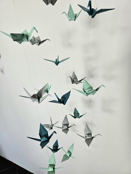 Spirálový ORIGAMI závěs tyrkysová, mint, šedá