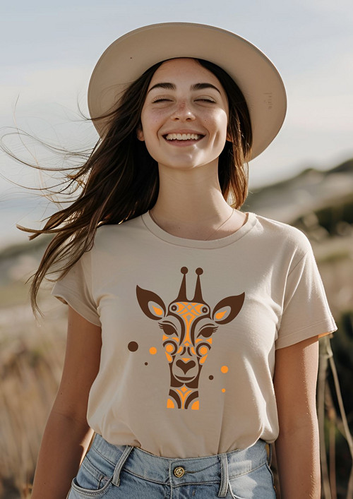 BIO BAVLNA - dám.triko "BOHO GIRAFFE"