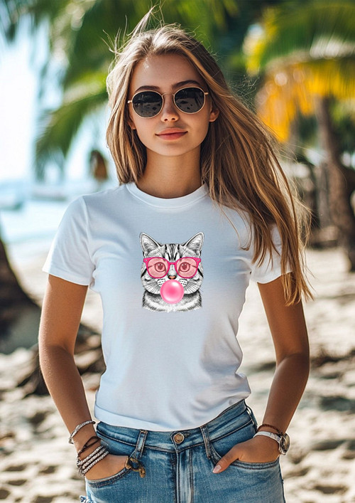 Dámské tričko "Cat in pink glasses"