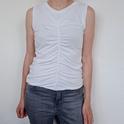 Top s řasením, černá,bílá,vel. XS-XL