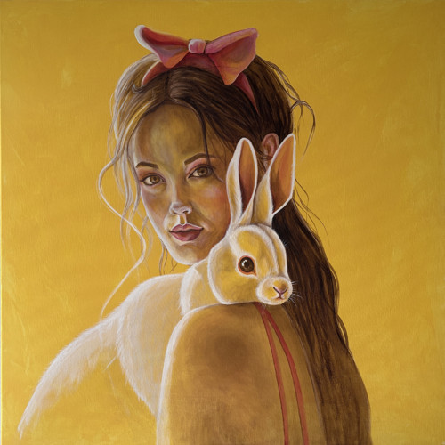 Žena s králíčkem 100x100