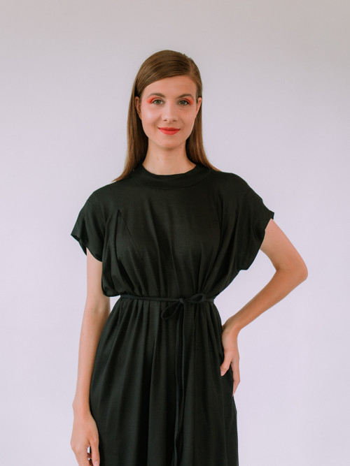 Miestne Bambusové Oversized Šaty Tilda (Čierne)