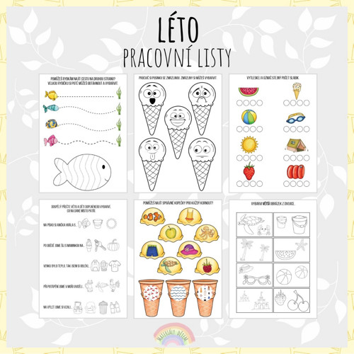 Léto, pracovní listy