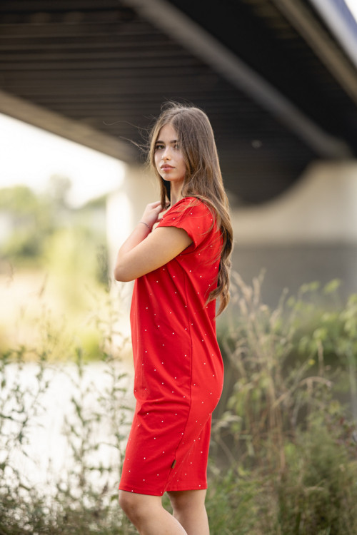 Šaty IREN puntík na červené