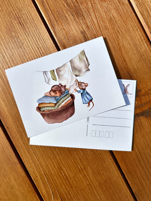Pohlednice - Myška s prádlem