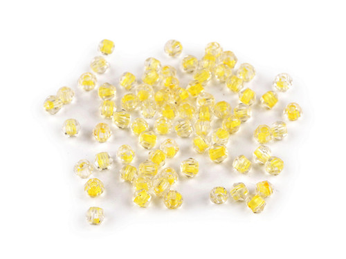 Skleněné broušené korálky 4 mm (5g) - žlutá