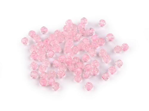Skleněné broušené korálky 4 mm (5g) - růžová