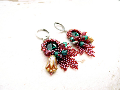 Emerald & Wine ... Swarovski rivoli — foto 1