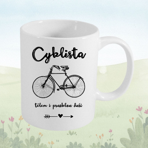 Hrnek ''Cyklista - tělem i prasklou duší ''