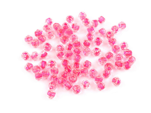 Skleněné broušené korálky 4 mm (5g) - růžová ostrá