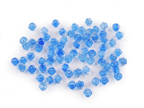 Skleněné broušené korálky 4 mm (5g) - modrá