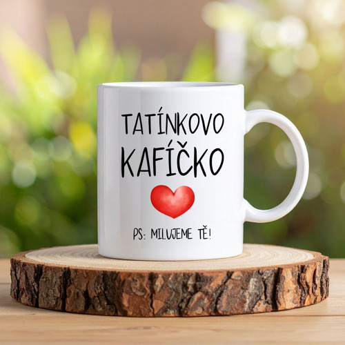 Hrnek ''Tatínkovo kafíčko. PS: MILUJEME TĚ!''