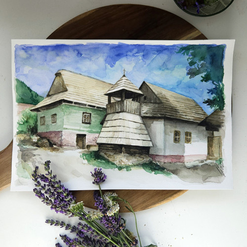 AKVAREL na zákazku : Vlkolínec III
