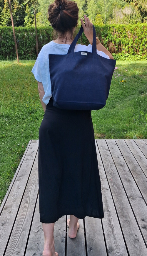 TAŠKA LNĚNÁ - tm.MODRÁ - 50 x 36 cm.