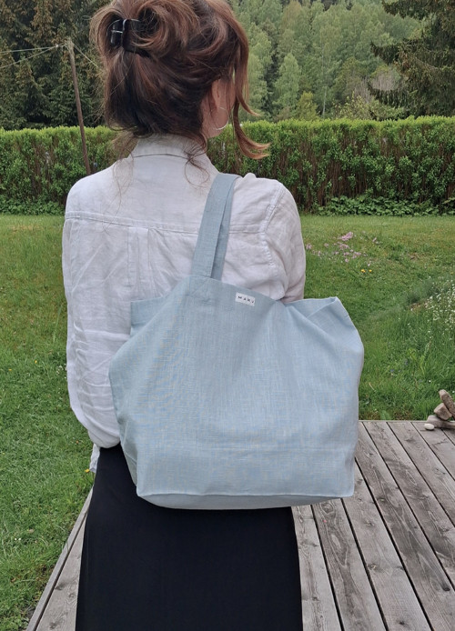 TAŠKA LNĚNÁ sv. MODRÁ - 50 x 36 cm.
