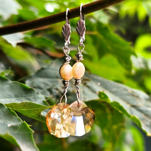 Náušnice - Swarovski Elements Crystal/říční perly