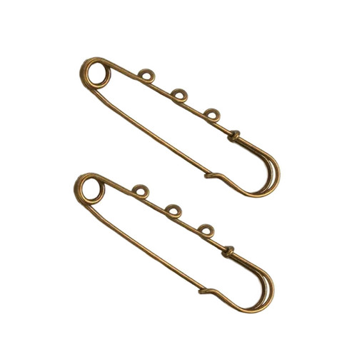 Spínací špendlík kroucený, bronz 50mm 3 očka, 1ks