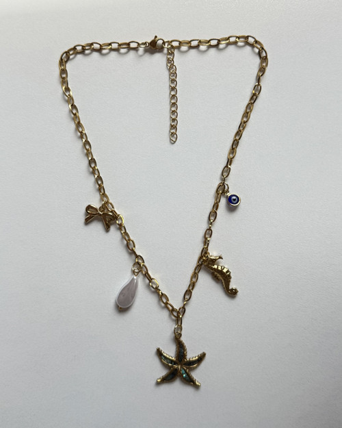 Gold Beach Charm Necklace