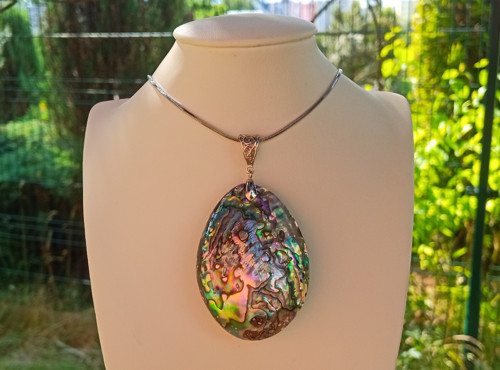 Abalone mušle 7cm v chirurgické oceli - náhrdelník