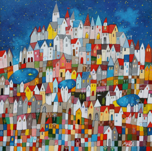 Staré město se zlatou rybkou ... 40x40cm