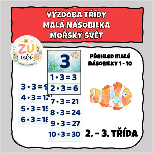 Výzdoba třídy - malá násobilka - Mořský svět