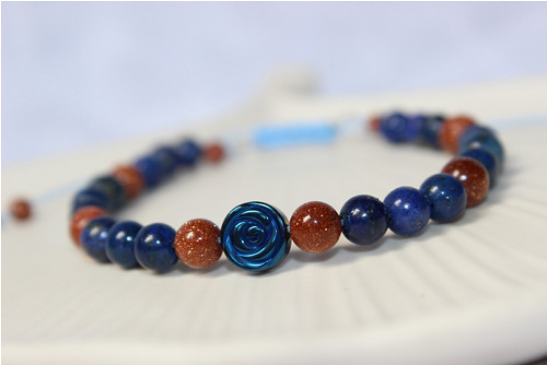 Avanturín & Lapis lazuli. Náramek z minerálů.