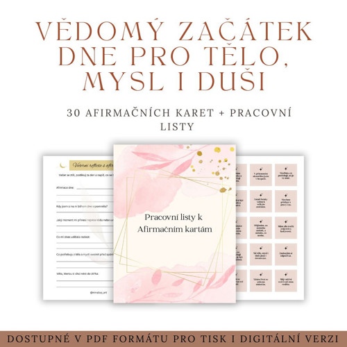 Vědomý den – afirmační karty, pracovní listy (PDF)