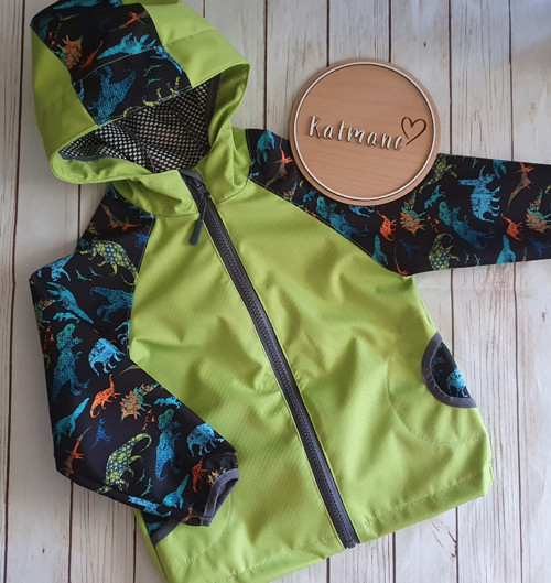 Softshellová jarní/podzimní bunda limetka/dino