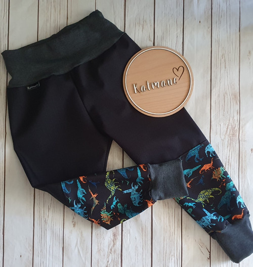 Jarní/podzimní softshell kalhoty černá/dino