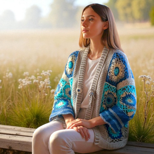 Pletený a Háčkováný cardigan — foto 1